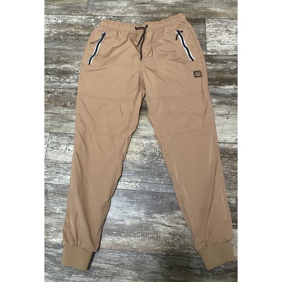 SP Essentials Men's Polyester Joggers Zipper Pockets Brown Size L - Picture 1 of 11